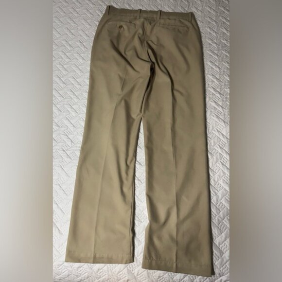 Snake Eyes 34/32 Men Khaki Tan Flat Front Golf Athletic Activewear Sporty Pants - Picture 2 of 13